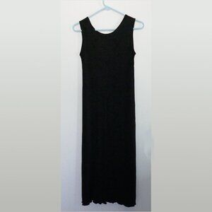 vintage 90s black sleeveless midi tank dress burnout rose pattern